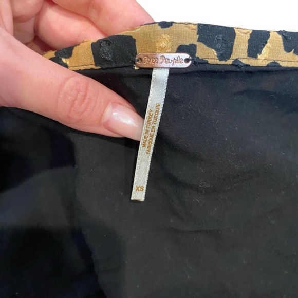 Free People Frenchie Leopard Print Georgette Mini Wrap Dress Boho Ruffle XS - Picture 11 of 12